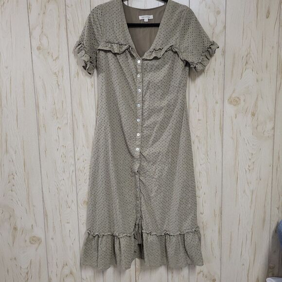 Anthropologie First Monday Green Eyelet Button Down Dress - Picture 1 of 9